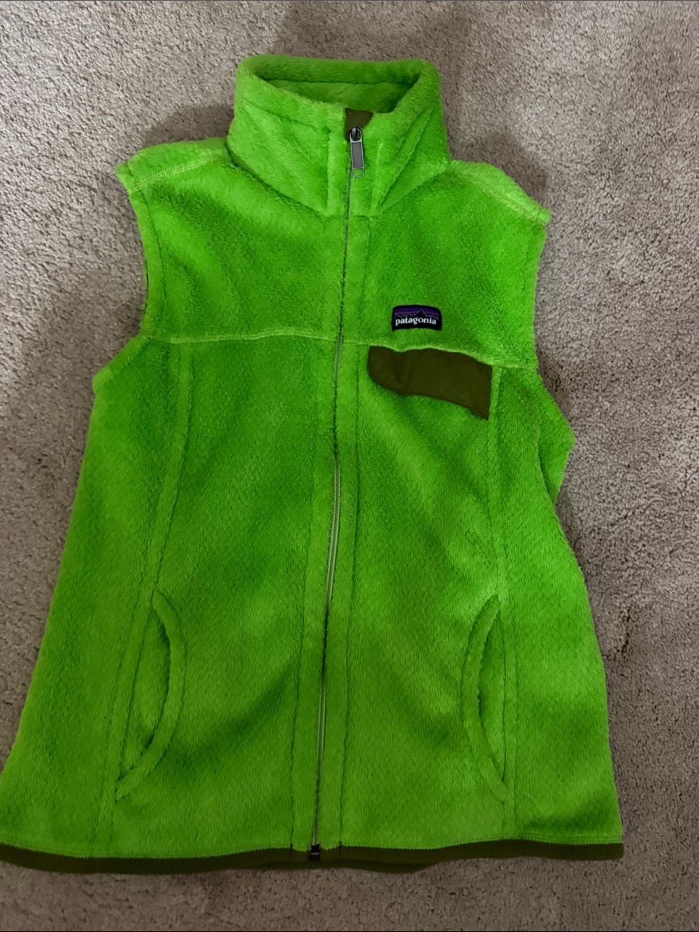 Patagonia Neon Green Plush Fleece Vest